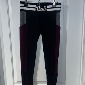PINK Victoria's Secret Leggings - Black, Burgundy and Gray